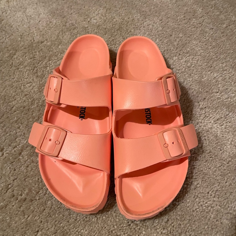 Coral Birkenstock Arizona Essentials Slide Sandal - Women's size EU 40 (size 9)